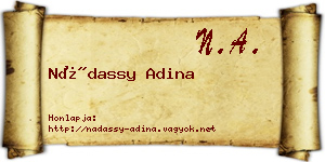 Nádassy Adina névjegykártya